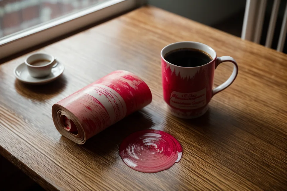 Gros plan d'un CV annoté au stylo rouge avec une tasse de café froid.