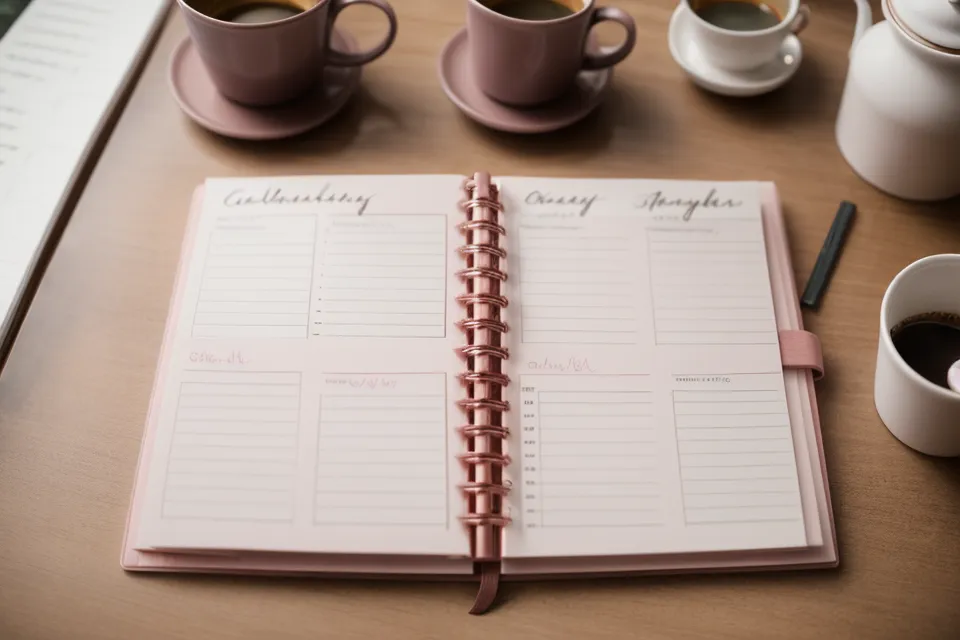 Un agenda ouvert rempli de notes manuscrites sur les recherches d'emploi.