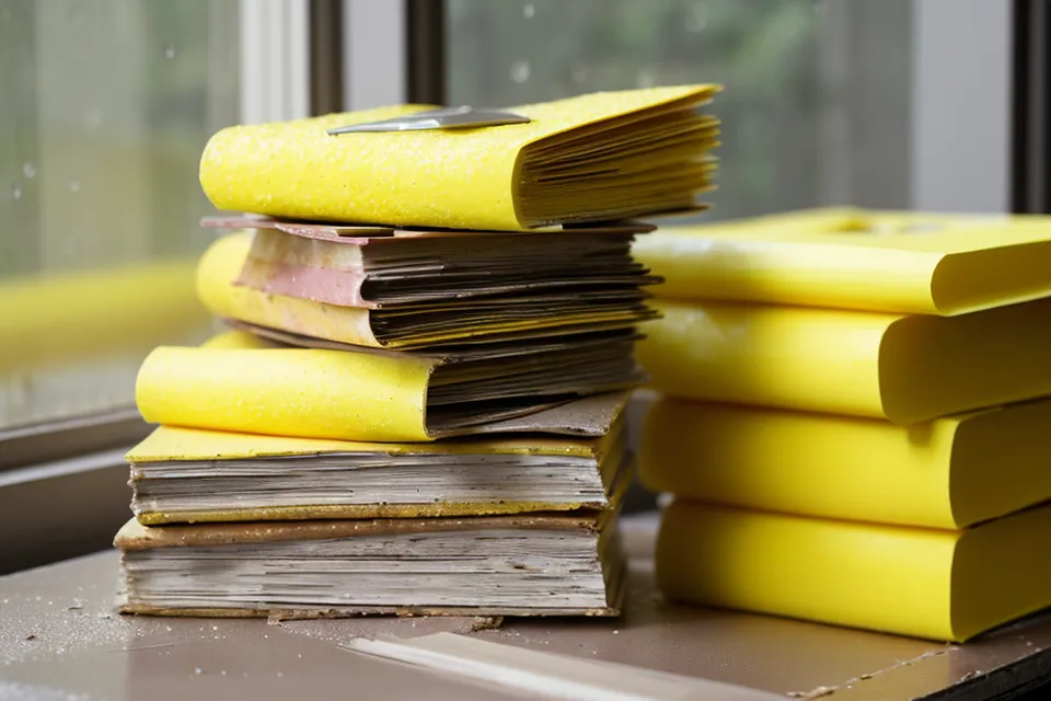 Pile de dossiers de bureau et surligneur symbolisant la préparation des expériences passées